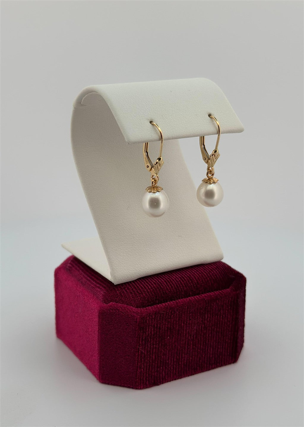 Yellow Gold Pearl Dangle Earrings