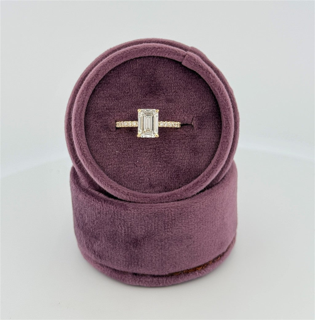 Yellow Gold Emerald Cut Lab Grown Diamond Engagement Ring