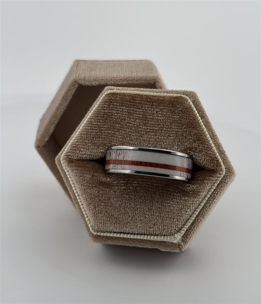 Antler And Koa Wood Wedding Band