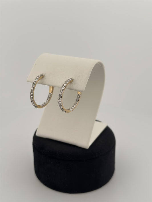 Yellow Gold Diamond Hoop Earrings