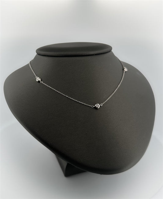White Gold Diamond By The Yard Necklace
