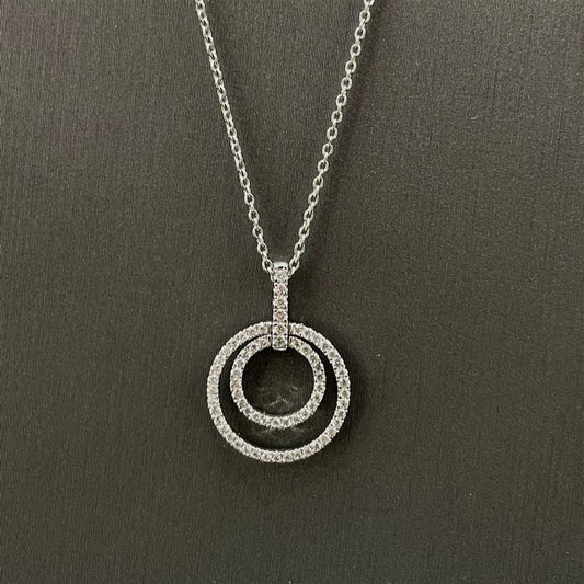 White Gold Diamond Double Circle Necklace