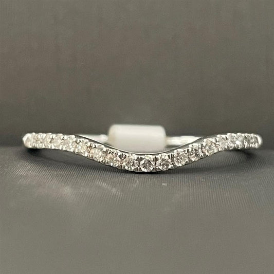 White Gold Diamond Curved Stackable Ring