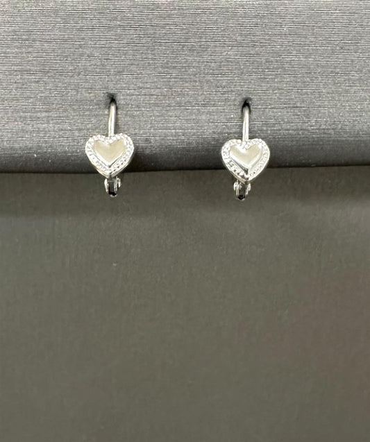 Sterling Silver Heart Leverback Earrings