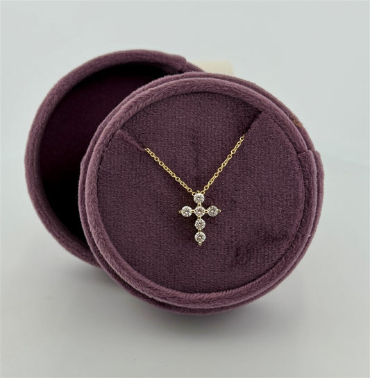 Yellow Gold Lab Grown Cross Necklace