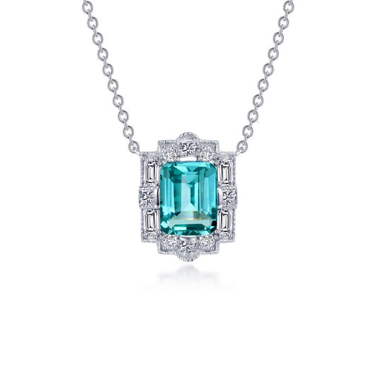 Lafonn Green Sapphire Halo Necklace