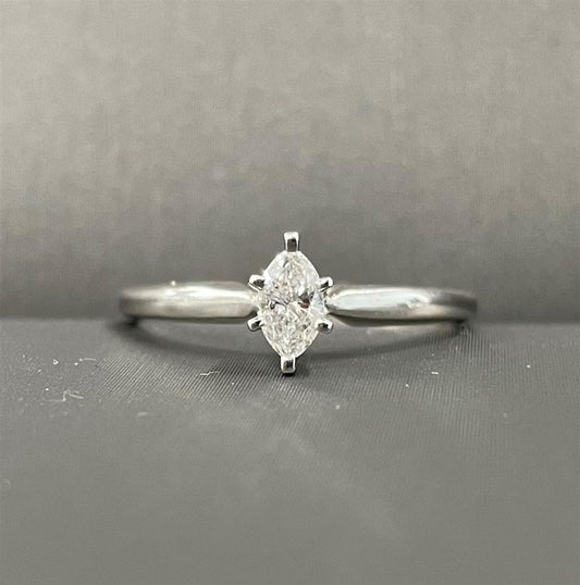 White Gold Marquise Solitaire Engagement Ring