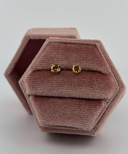 Childrens White Gold Citrine Stud Earrings
