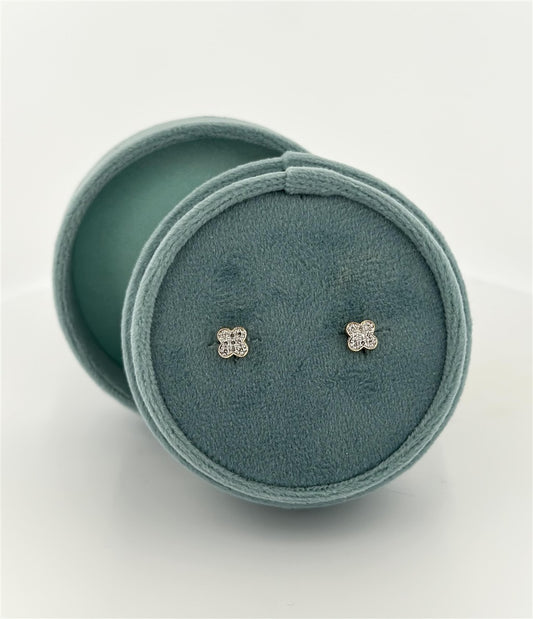 Yellow Gold Diamond Clover Earrings