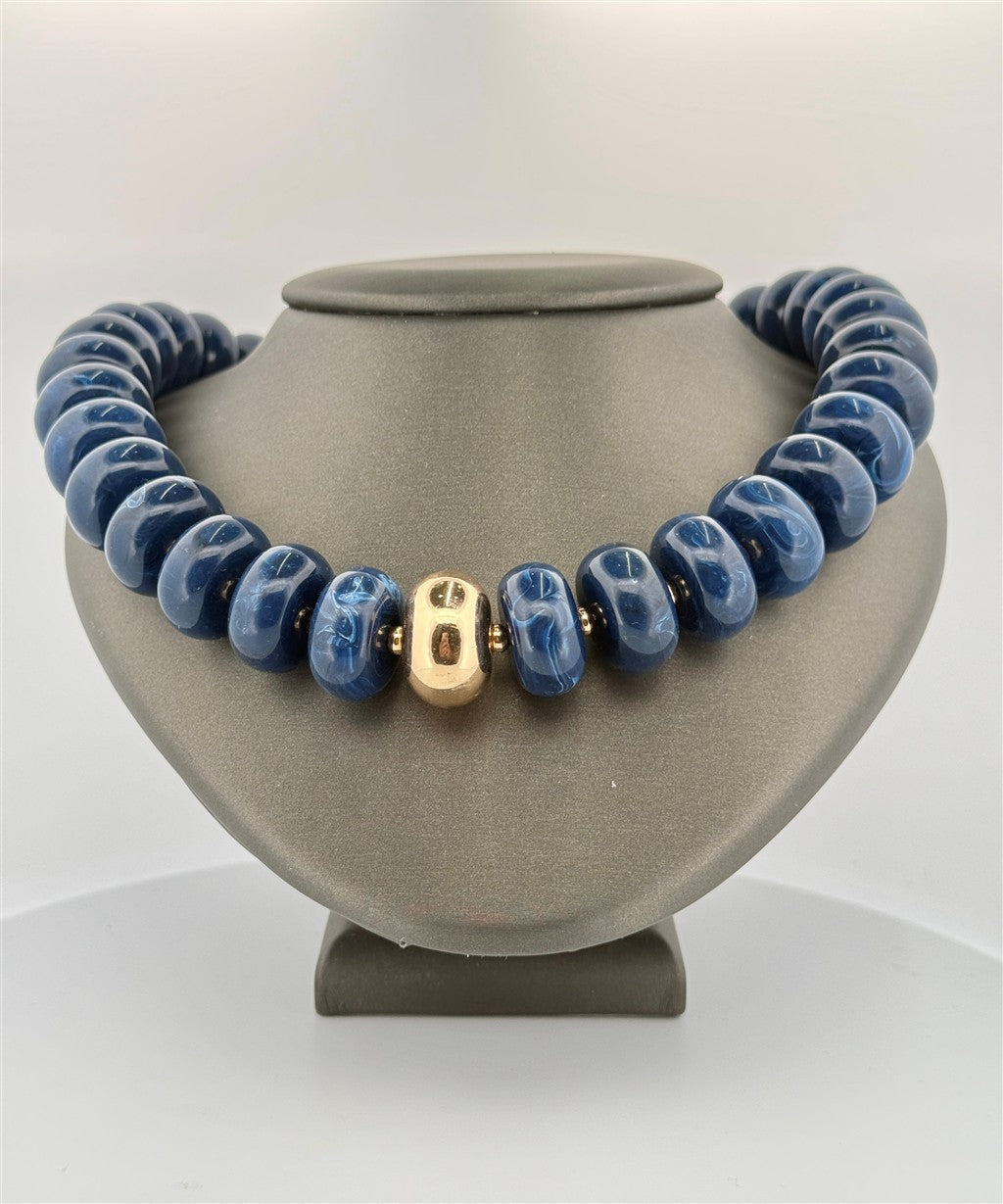 Navy Beaded Necklace