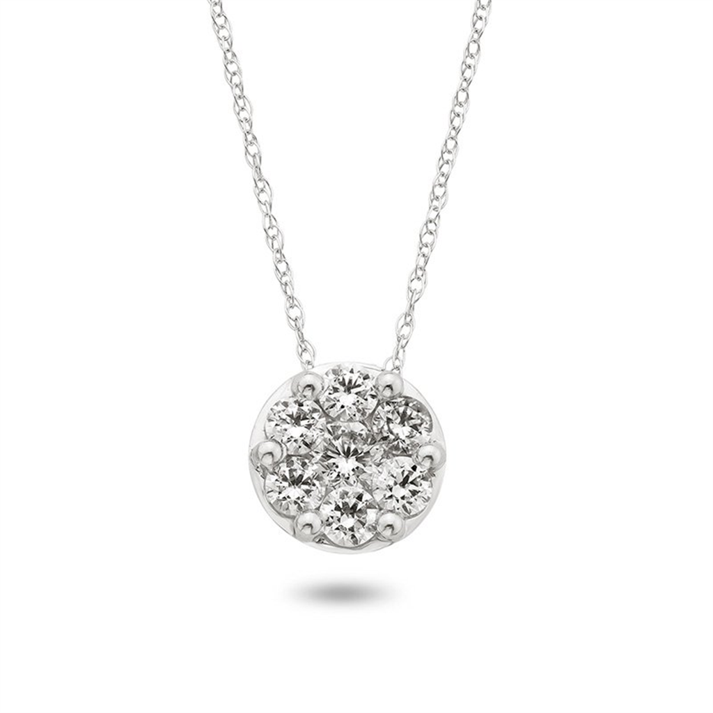 White Gold Diamond Cluster Necklace