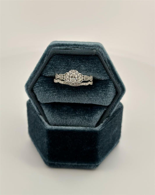 White Gold Halo Style Bridal Set