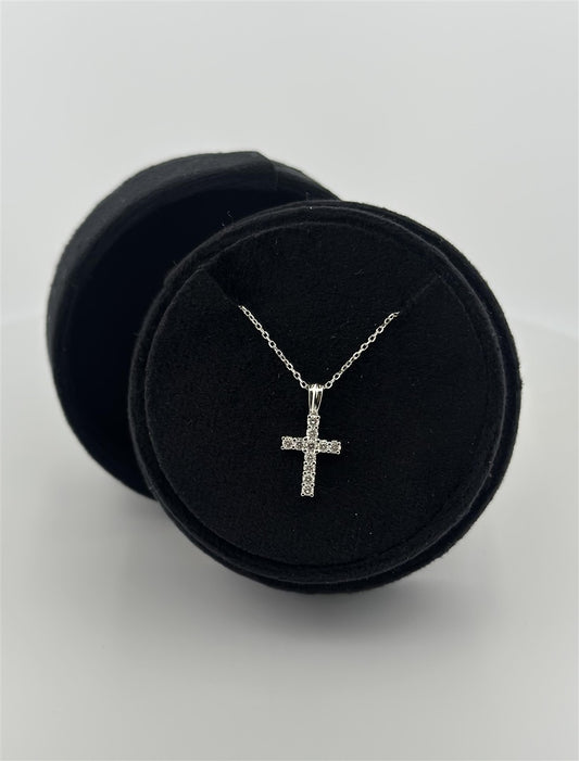White Gold Diamond Cross Necklace