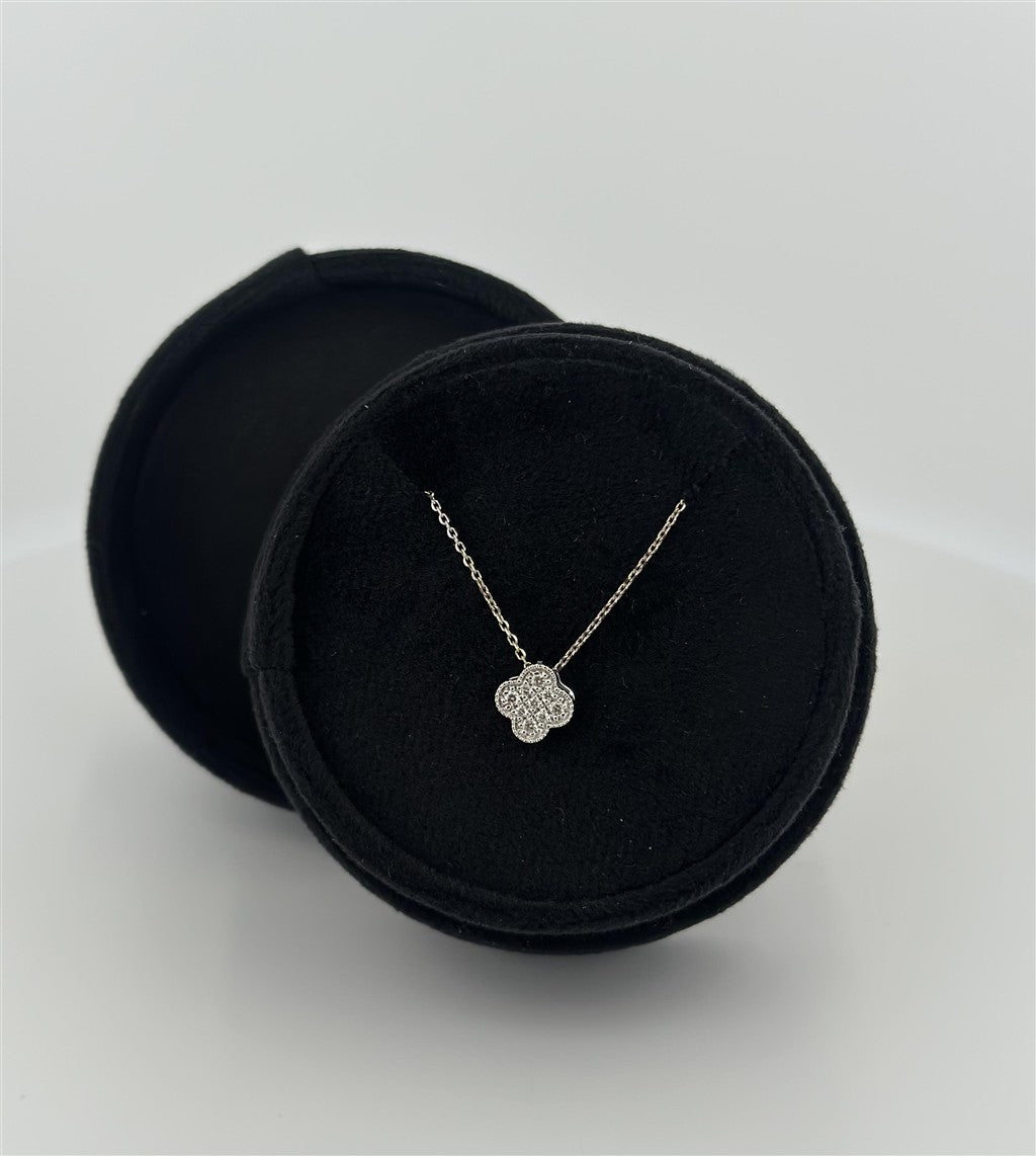 White Gold Diamond Clover Necklace