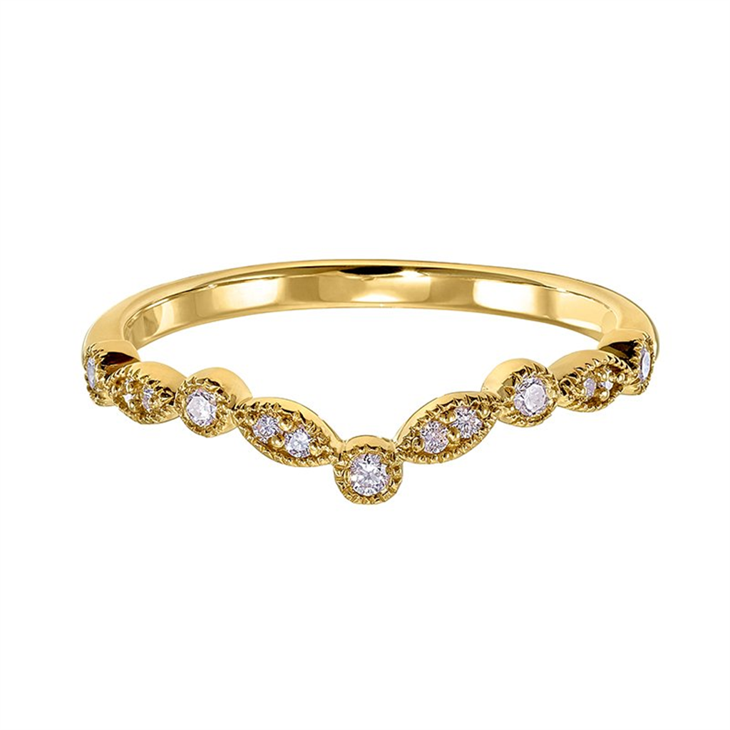 Yellow Gold Vintage Inspired Curved Stackable Ring