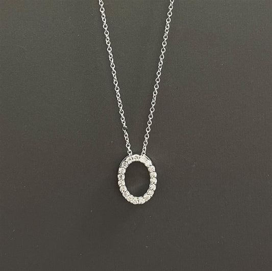 White Gold Diamond Oval Shape Necklace