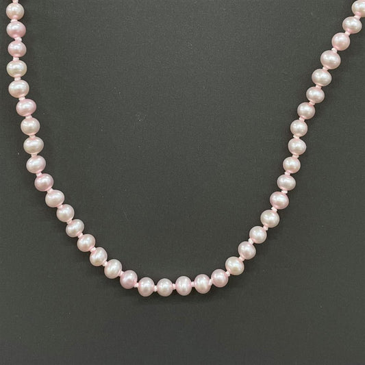 Childrens White Gold Pink Pearl Necklace