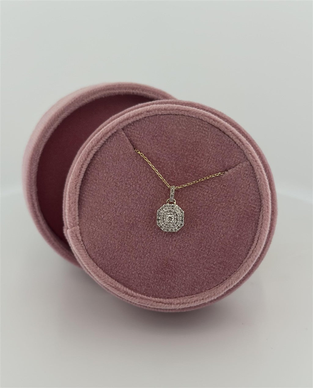 Yellow Gold Halo Style Diamond Necklace