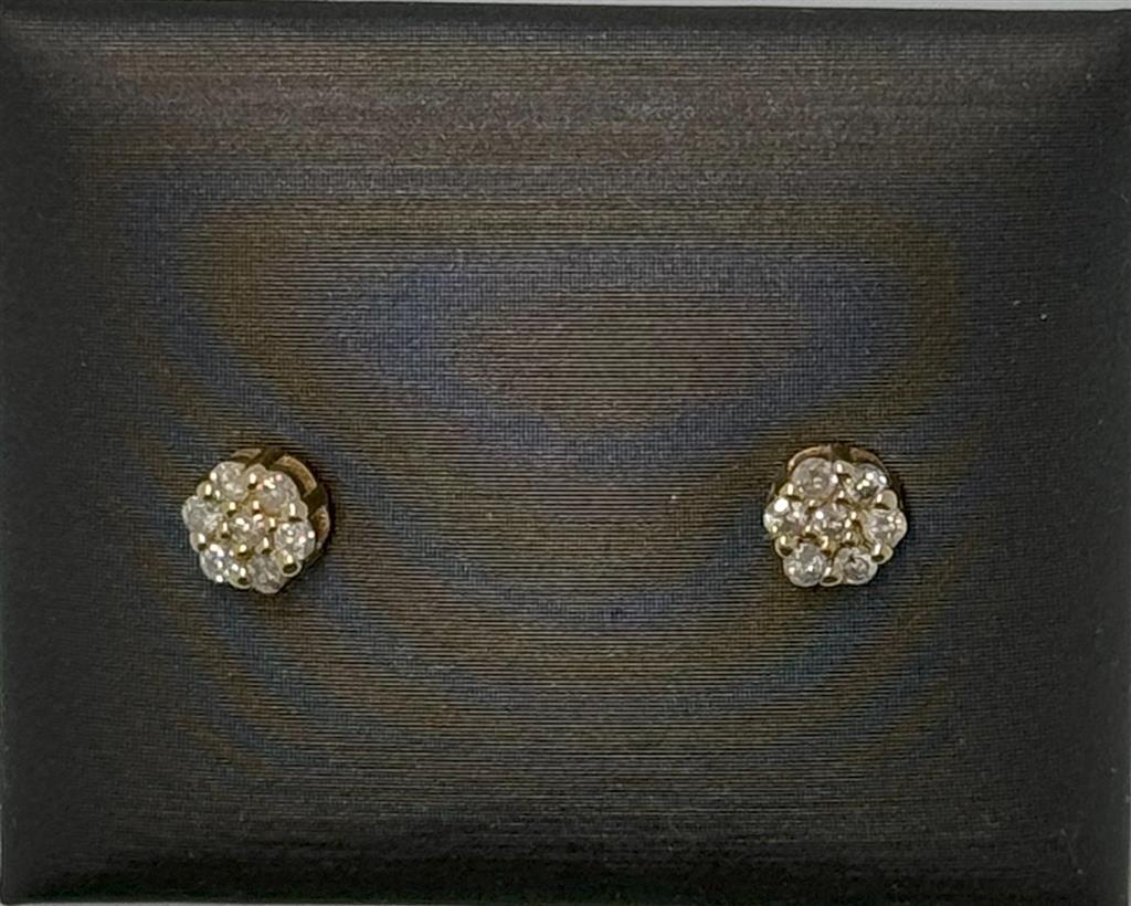 Yellow Gold Cluster Stud Earrings