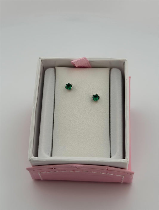 Childrens Sterling Silver May Birthstone Earrings