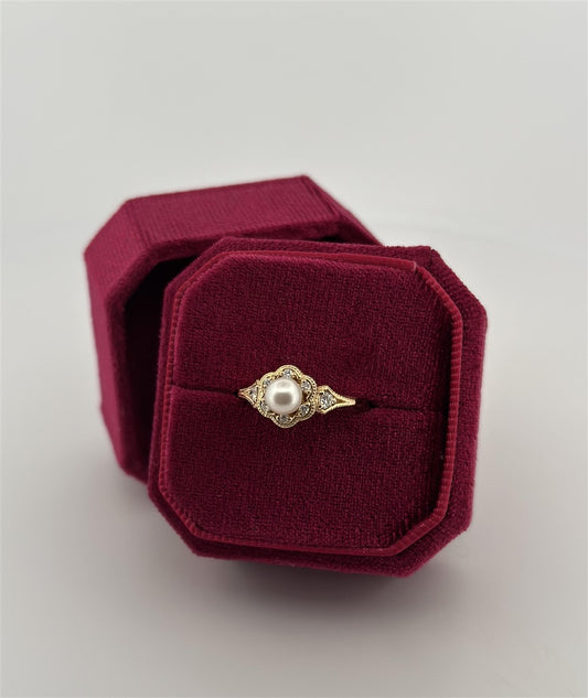 Yellow Gold Vintage Inspired Pearl Ring