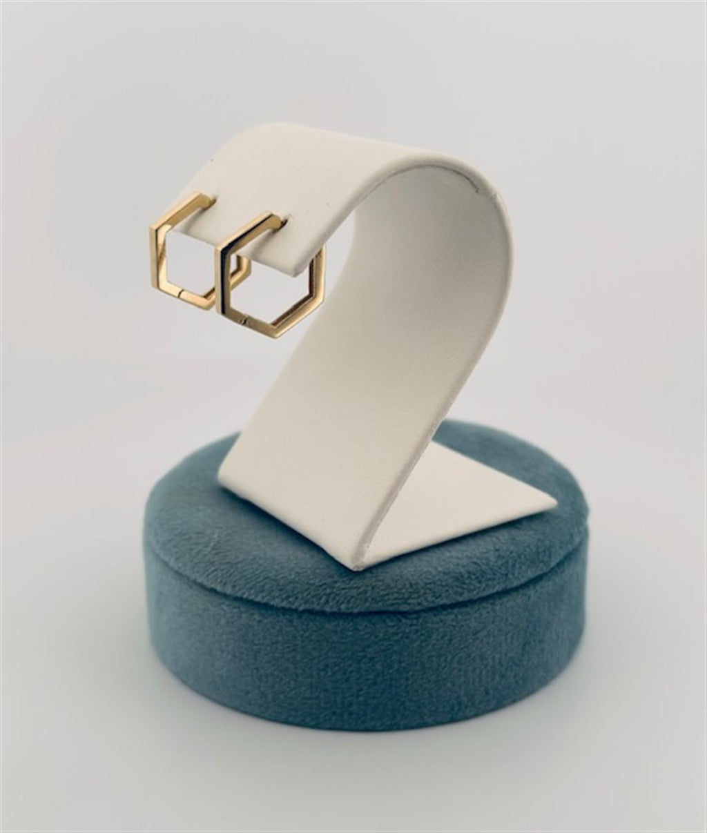 Yellow Gold Hexagon Hoop Earrings