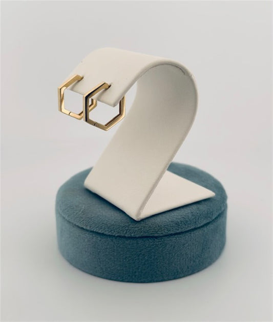 Yellow Gold Hexagon Hoop Earrings