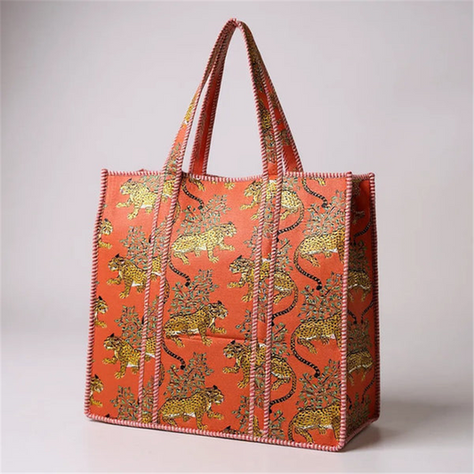 Quilted Tiger Tote Bag
