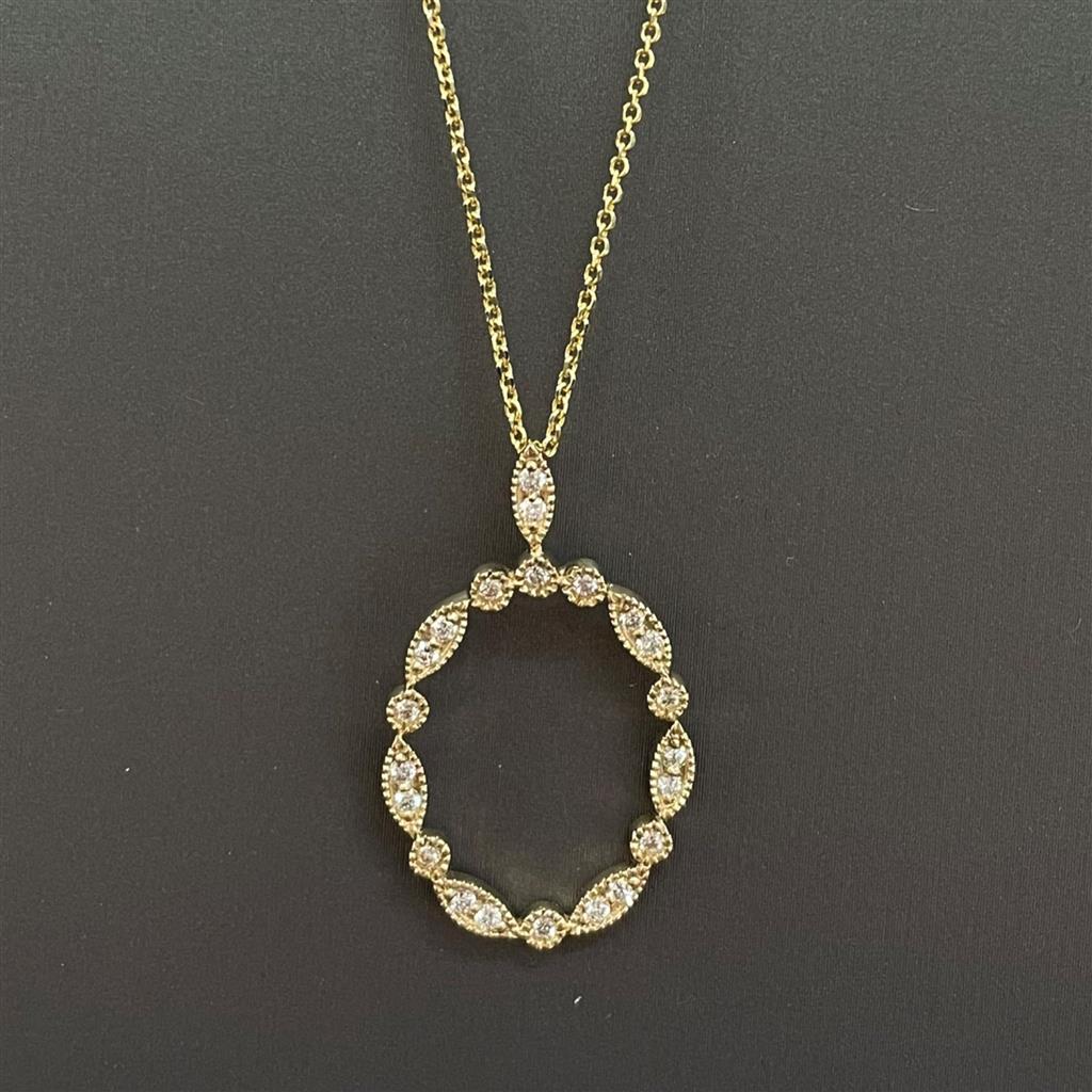 Yellow Gold Vintage Inspired Oval Necklace