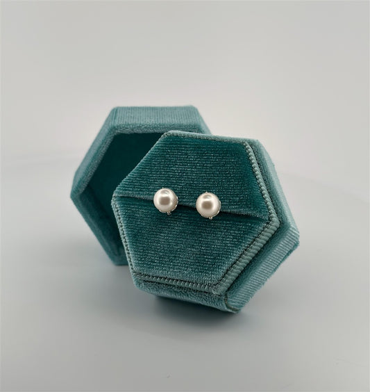 Sterling Silver Diamond Accented Pearl Earrings