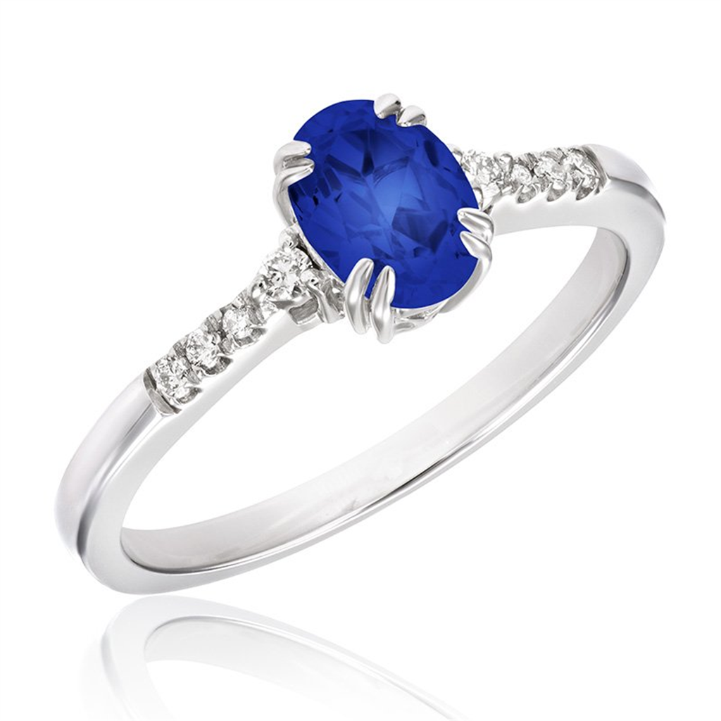 White Gold Diamond Accent Sapphire Ring