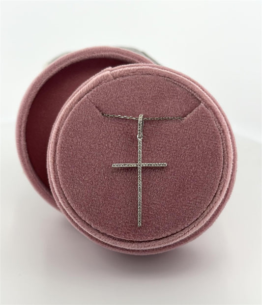 White Gold Diamond Cross Necklace