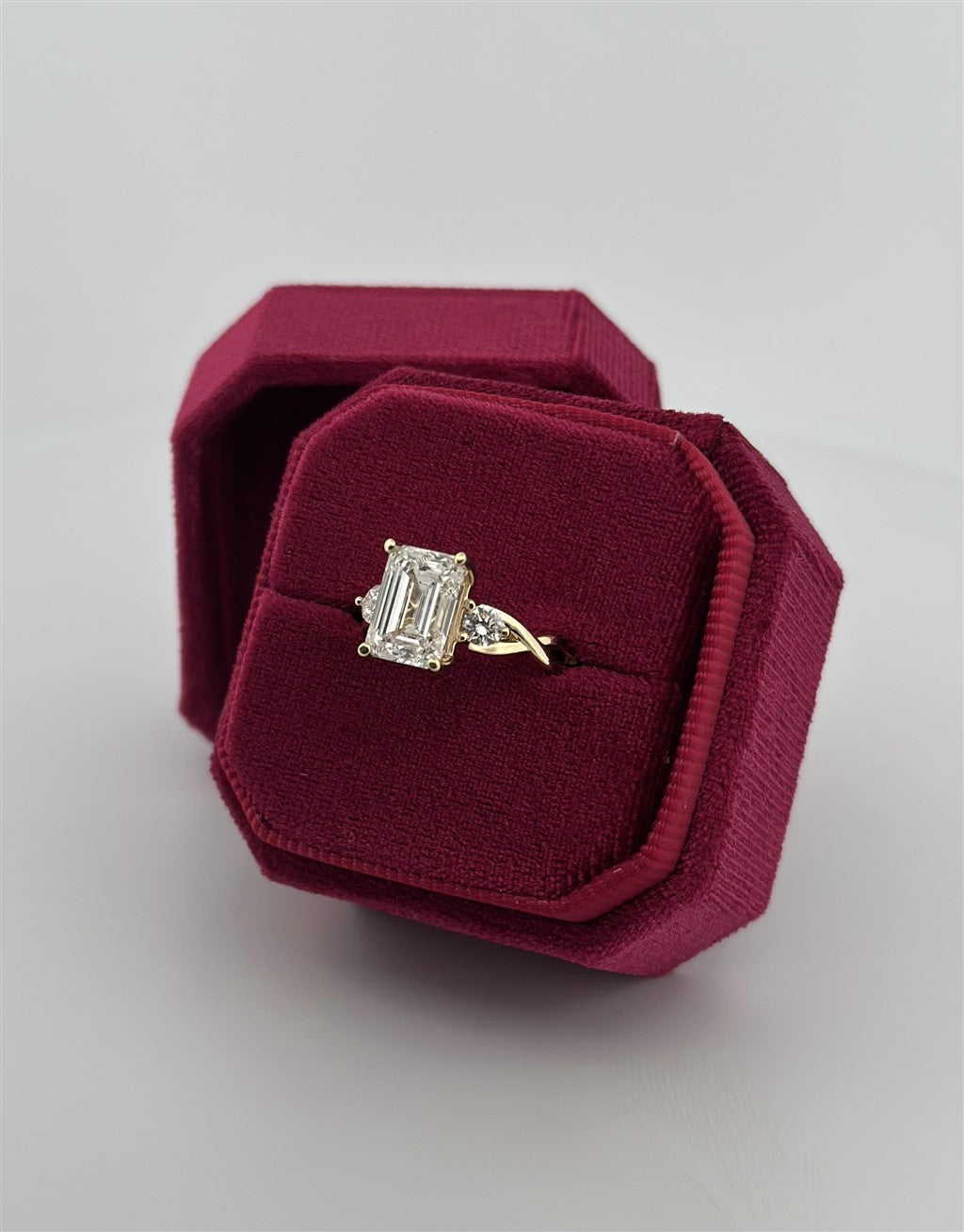 Yellow Gold Lab Diamond Three Stone Ring