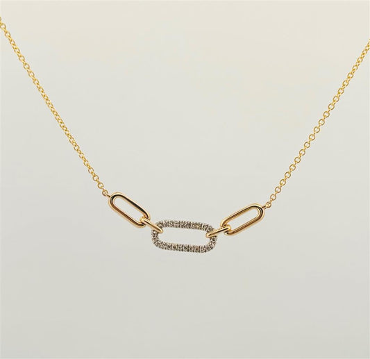 Yellow Gold Diamond Paper Clip Necklace