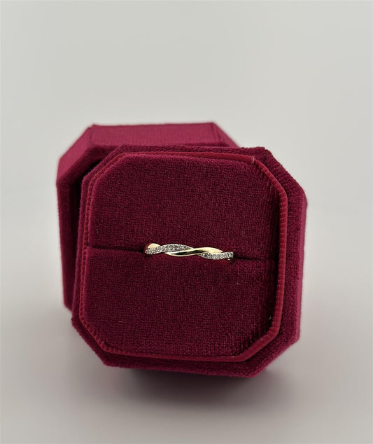 Yellow Gold Diamond Twisted Stackable Ring