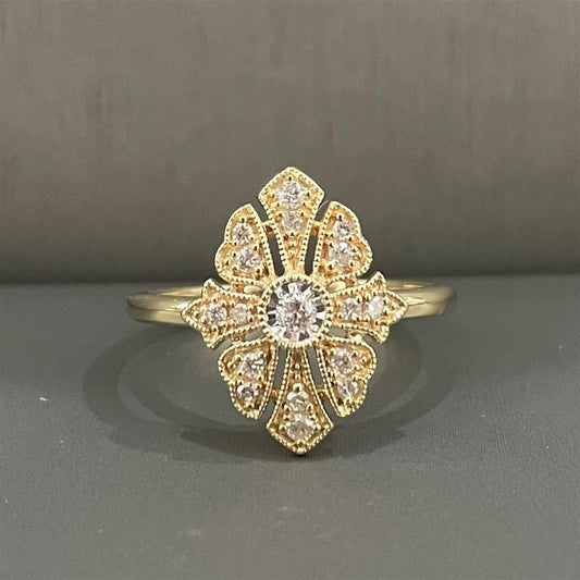 Yellow Gold Vintage Inspired Diamond Ring