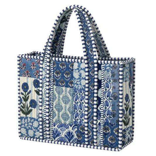 Blue Patchwork Quilted Mini Bag