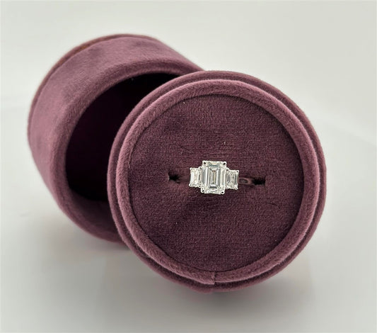 White Gold Lab Grown Diamond Three Stone Engagement Ring