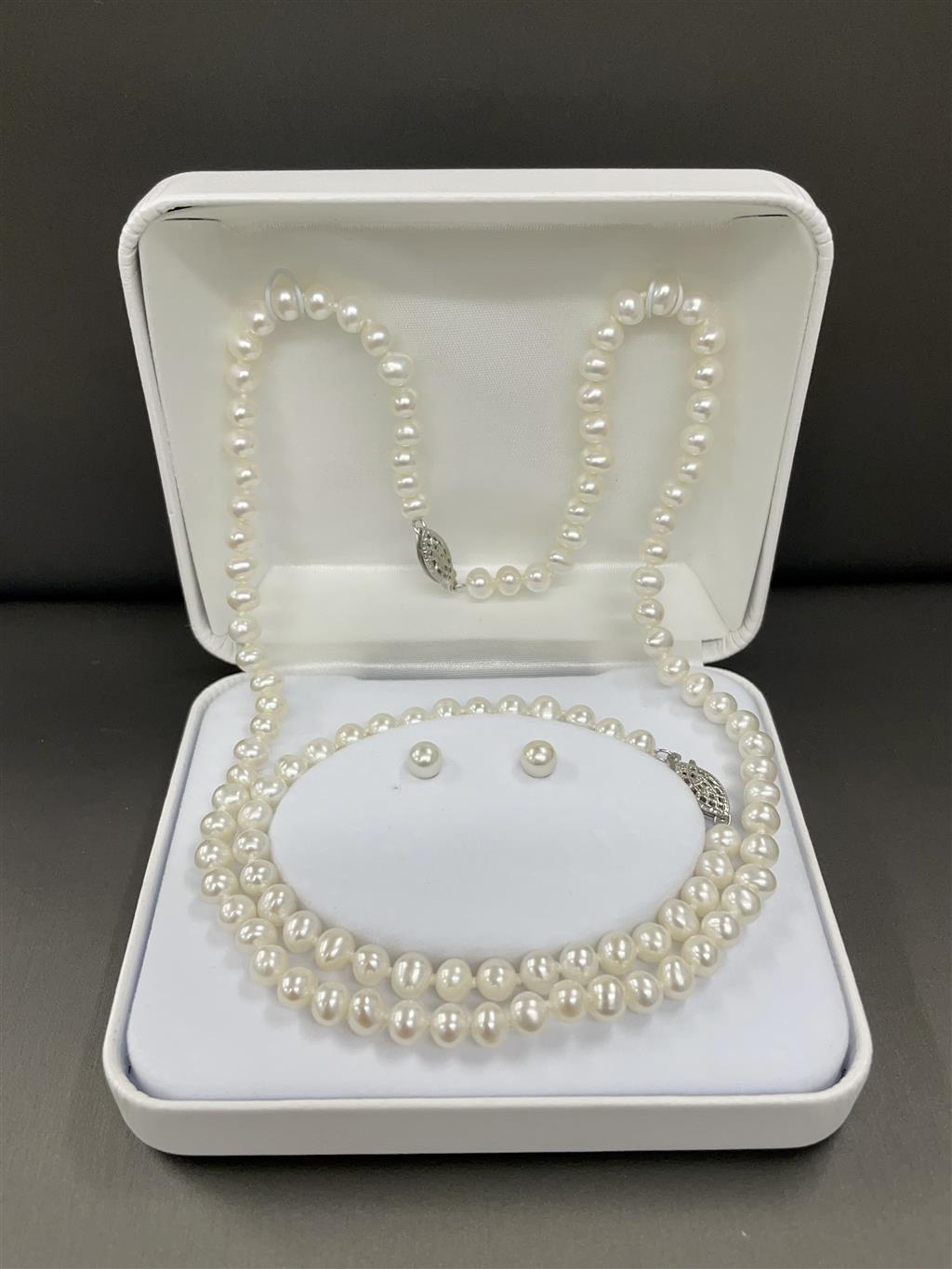 Sterling Silver Three Piece Pearl Set