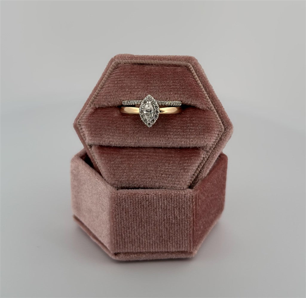 Yellow Gold Halo Style Diamond Bridal Set