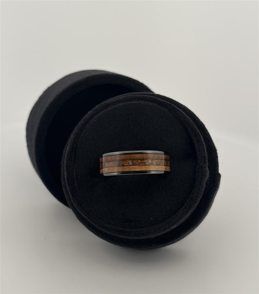 Whiskey Barrel And Cigar Leaf Wedding Band