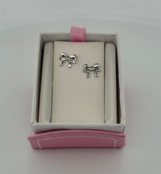 Childrens Sterling Silver Bow Earrings