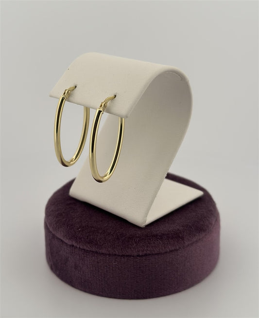 Yellow Gold Oval Hoop Earrings