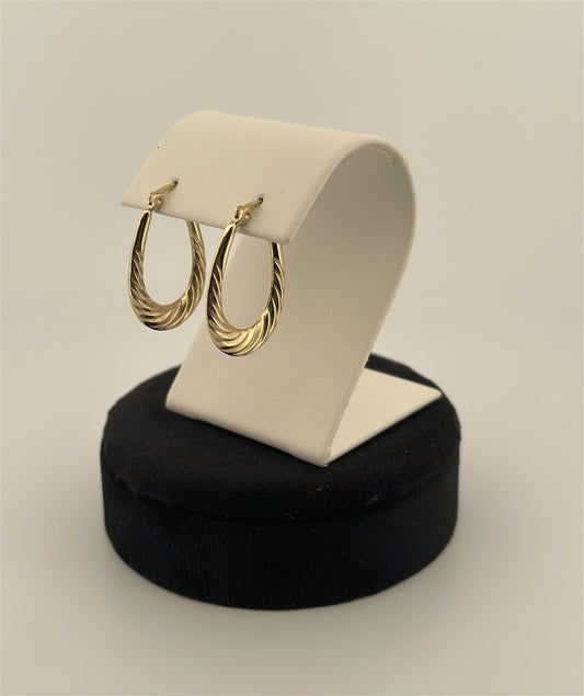 Yellow Gold Oval Hoop Earrings