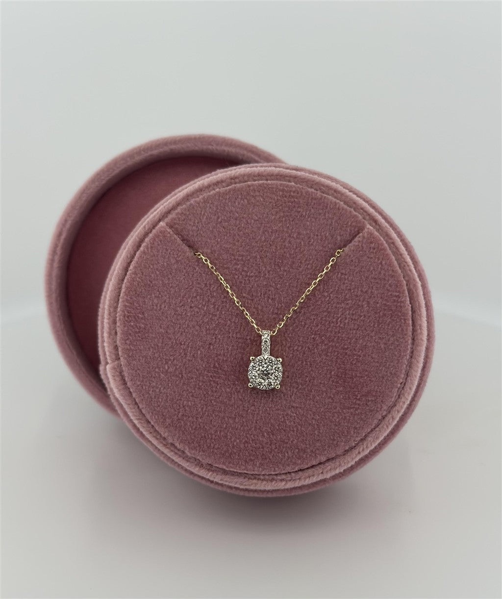 Yellow Gold Diamond Cluster Necklace