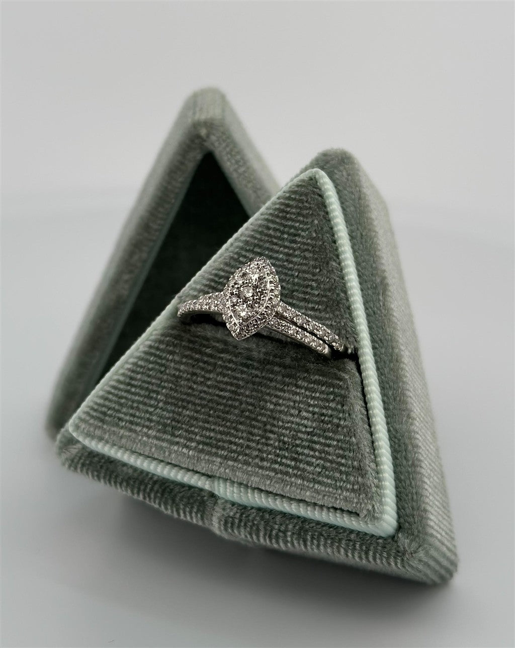 White Gold Diamond Cluster Bridal Set