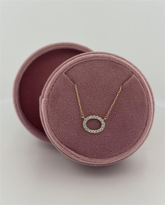 Yellow Gold Oval Diamond Necklace