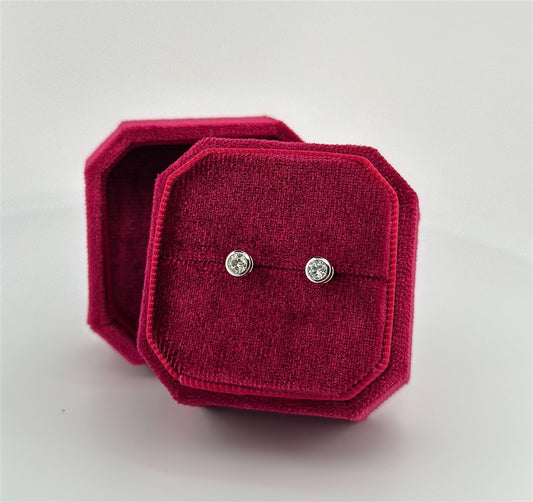 White Gold Diamond Bezel Set Earrings